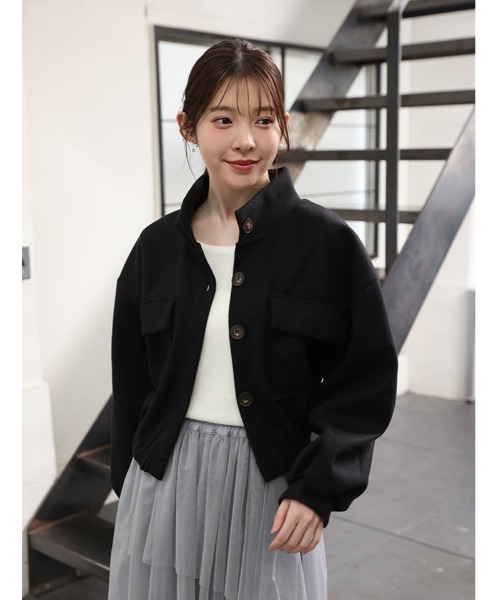fifth（フィフス）の「スタンドカラーポケットジャケット（テーラードジャケット・レディース・ブラック/グレー・M）」の4枚目の写真