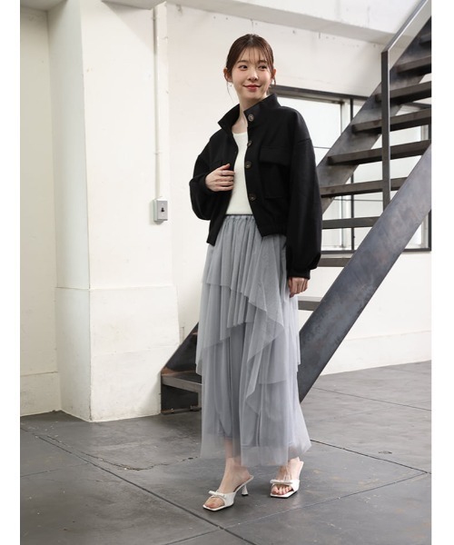 fifth（フィフス）の「スタンドカラーポケットジャケット（テーラードジャケット・レディース・ブラック/グレー・M）」の5枚目の写真