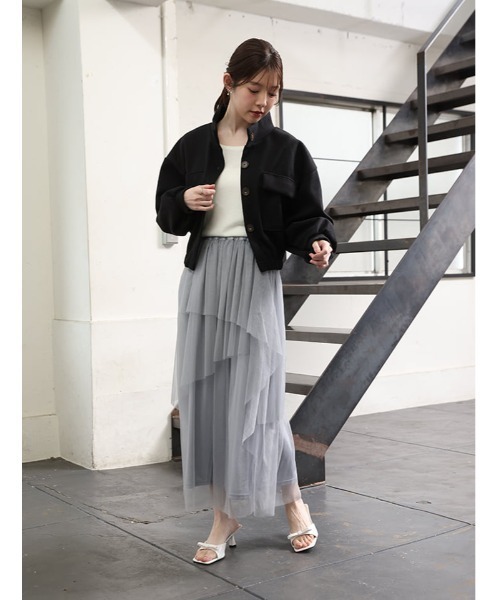 fifth（フィフス）の「スタンドカラーポケットジャケット（テーラードジャケット・レディース・ブラック/グレー・M）」の6枚目の写真