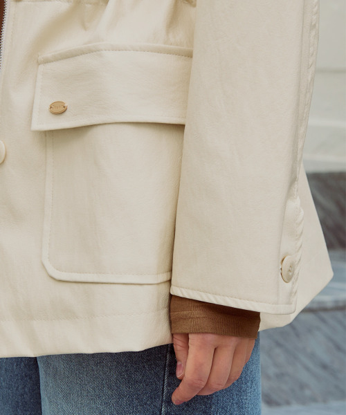 SLOWLOLLI(スローローリ)の「Bay leather jacket_2 Colors(その他アウター・レディース・ブラック/Cream・FREE)」の3枚目の写真