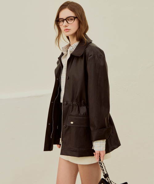 SLOWLOLLI(スローローリ)の「Bay leather jacket_2 Colors(その他アウター・レディース・ブラック/Cream・FREE)」の5枚目の写真