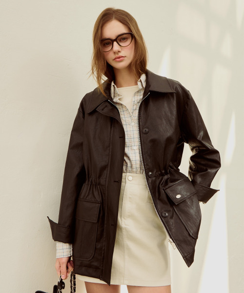 SLOWLOLLI(スローローリ)の「Bay leather jacket_2 Colors(その他アウター・レディース・ブラック/Cream・FREE)」の6枚目の写真