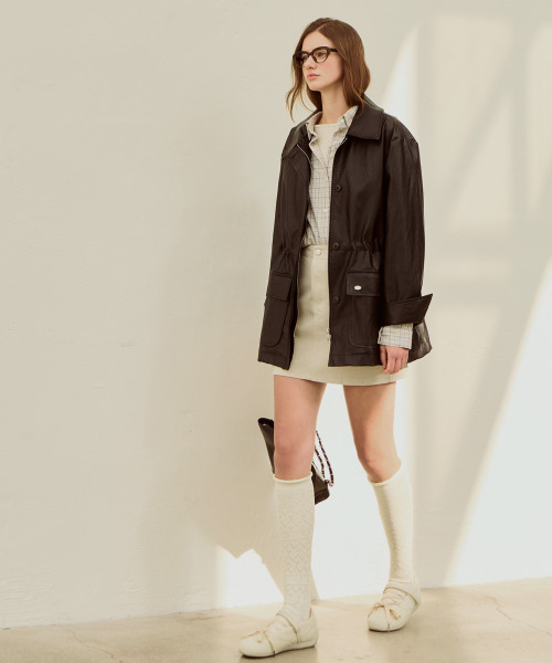 SLOWLOLLI(スローローリ)の「Bay leather jacket_2 Colors(その他アウター・レディース・ブラック/Cream・FREE)」の7枚目の写真