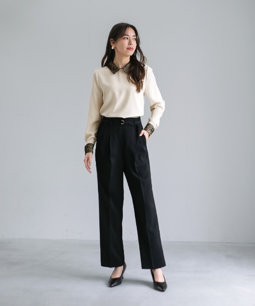 White Collection（ホワイトコレクション）の「【 ディテール映え 】ソフトツイル・襟袖レースクラシカルブラウス（シャツ/ブラウス・レディース・ブラック/ライトベージュ/ベージュ・S/M/L）」の19枚目の写真