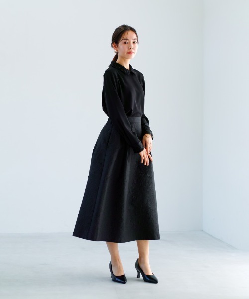 White Collection（ホワイトコレクション）の「【 ディテール映え 】ソフトツイル・襟袖レースクラシカルブラウス（シャツ/ブラウス・レディース・ブラック/ライトベージュ/ベージュ・S/M/L）」の5枚目の写真