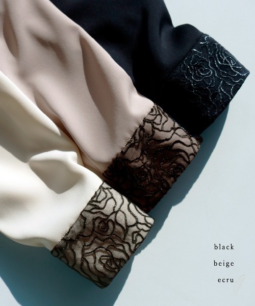 White Collection（ホワイトコレクション）の「【 ディテール映え 】ソフトツイル・襟袖レースクラシカルブラウス（シャツ/ブラウス・レディース・ブラック/ライトベージュ/ベージュ・S/M/L）」の9枚目の写真