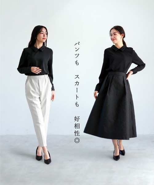 White Collection（ホワイトコレクション）の「【 ディテール映え 】ソフトツイル・襟袖レースクラシカルブラウス（シャツ/ブラウス・レディース・ブラック/ライトベージュ/ベージュ・S/M/L）」の13枚目の写真