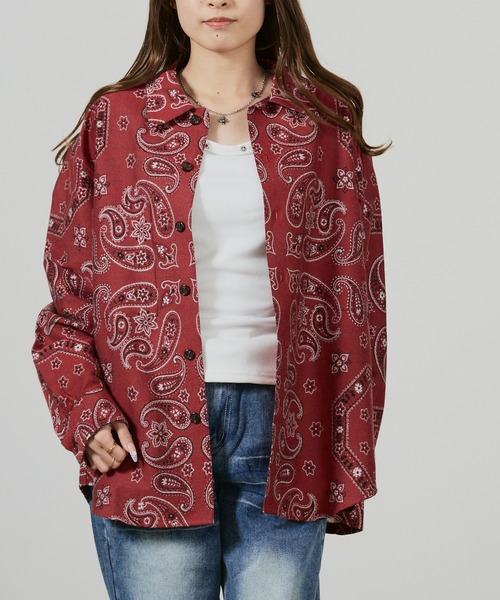 superNova.（スーパーノヴァ）の「superNova. Split yoke big shirt - Bandana jacquard  / SN-535A,SN-535B（シャツ/ブラウス・メンズ・ブラック/レッド・S/M）」の2枚目の写真