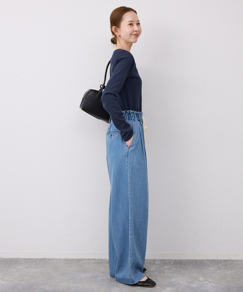 SLOBE IENA(スローブイエナ)の「スクエアネックテレコプルオーバー(Tシャツ/カットソー・レディース・ネイビー/アイボリー/サックスブルー・FREE)」の12枚目の写真