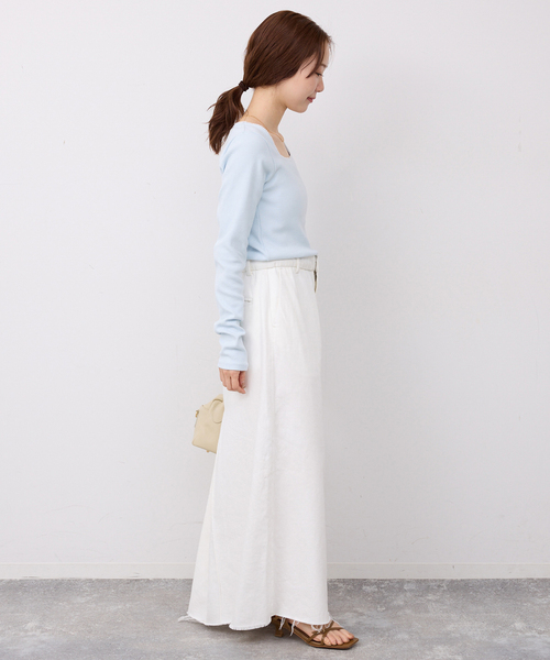 SLOBE IENA(スローブイエナ)の「スクエアネックテレコプルオーバー(Tシャツ/カットソー・レディース・ネイビー/アイボリー/サックスブルー・FREE)」の19枚目の写真