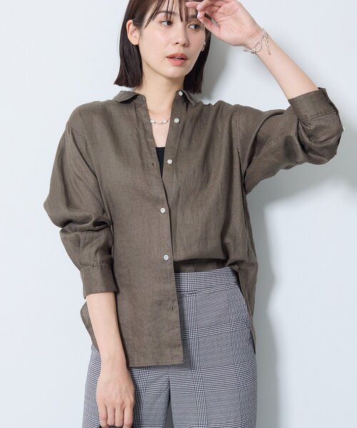 INDIVI(インディヴィ)の「【接触冷感/2WAY】カシュクールリネンシャツ(シャツ/ブラウス・レディース・ネイビー系2/ブルー系その他4/ブルー系その他/ブラウン系/ライトイエロー系/チャコールグレー/ホワイト/ブラウン系6・38/19/03/12/05/13/15 /34)」の4枚目の写真