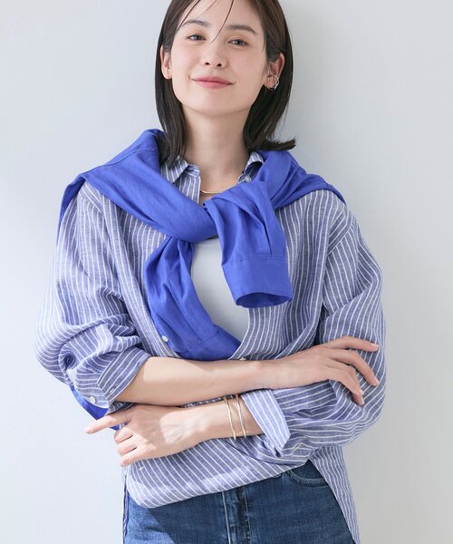 INDIVI(インディヴィ)の「【接触冷感/2WAY】カシュクールリネンシャツ(シャツ/ブラウス・レディース・ネイビー系2/ブルー系その他4/ブルー系その他/ブラウン系/ライトイエロー系/チャコールグレー/ホワイト/ブラウン系6・38/19/03/12/05/13/15 /34)」の7枚目の写真