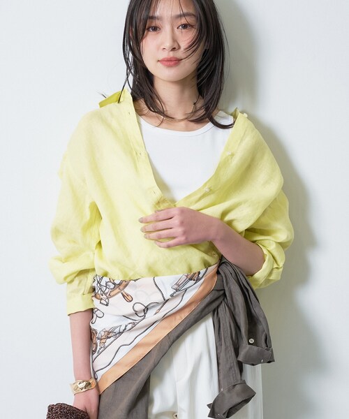 INDIVI(インディヴィ)の「【接触冷感/2WAY】カシュクールリネンシャツ(シャツ/ブラウス・レディース・ネイビー系2/ブルー系その他4/ブルー系その他/ブラウン系/ライトイエロー系/チャコールグレー/ホワイト/ブラウン系6・38/19/03/12/05/13/15 /34)」の9枚目の写真
