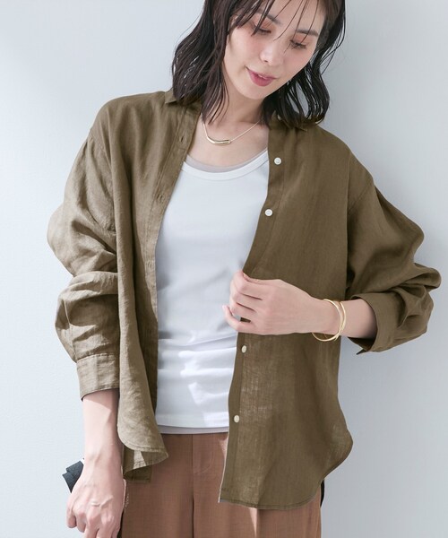 INDIVI(インディヴィ)の「【接触冷感/2WAY】カシュクールリネンシャツ(シャツ/ブラウス・レディース・ネイビー系2/ブルー系その他4/ブルー系その他/ブラウン系/ライトイエロー系/チャコールグレー/ホワイト/ブラウン系6・38/19/03/12/05/13/15 /34)」の13枚目の写真