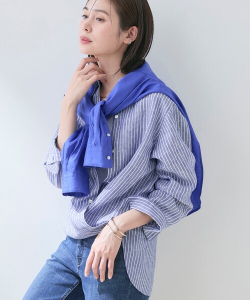 INDIVI(インディヴィ)の「【接触冷感/2WAY】カシュクールリネンシャツ(シャツ/ブラウス・レディース・ネイビー系2/ブルー系その他4/ブルー系その他/ブラウン系/ライトイエロー系/チャコールグレー/ホワイト/ブラウン系6・38/19/03/12/05/13/15 /34)」の14枚目の写真