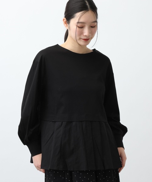 studio CLIP(スタディオクリップ)の「《natural by clip》異素材コンビカットソーSP(Tシャツ/カットソー・レディース・オフホワイト/ブラック・MEDIUM/LARGE)」の8枚目の写真
