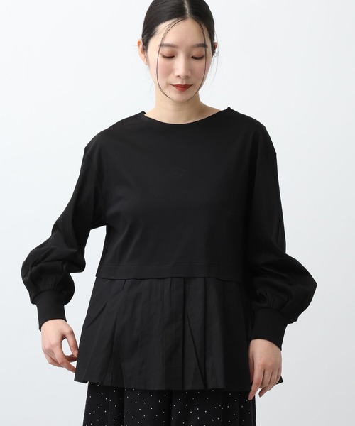 studio CLIP(スタディオクリップ)の「《natural by clip》異素材コンビカットソーSP(Tシャツ/カットソー・レディース・オフホワイト/ブラック・MEDIUM/LARGE)」の9枚目の写真