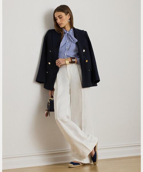 LAUREN RALPH LAUREN（ローレン ラルフ ローレン）の「ストライプド コットン ブロードクロス タイネック シャツ（シャツ/ブラウス・レディース・ブルー・2/0/4）」の3枚目の写真