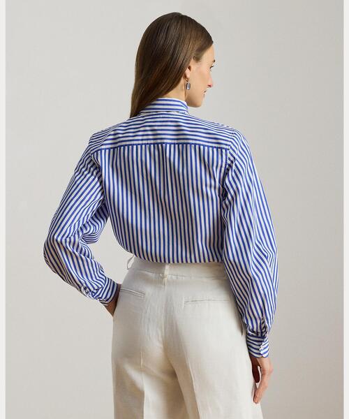 LAUREN RALPH LAUREN（ローレン ラルフ ローレン）の「ストライプド コットン ブロードクロス タイネック シャツ（シャツ/ブラウス・レディース・ブルー・2/0/4）」の4枚目の写真
