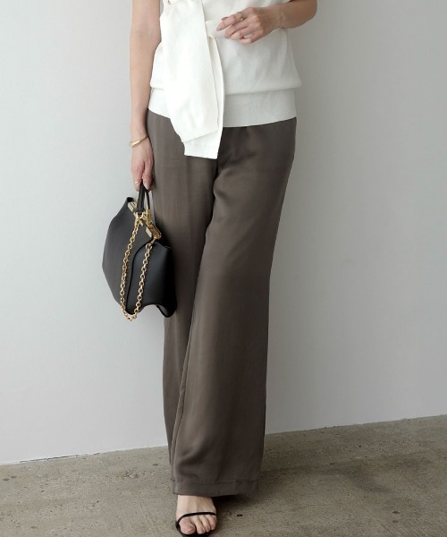 anuans（アニュアンス）の「キュプラリラクシーパンツ（その他パンツ・レディース・ブラック/キャメル/ベージュ系その他/ホワイト系その他・MEDIUM/SMALL）」の4枚目の写真