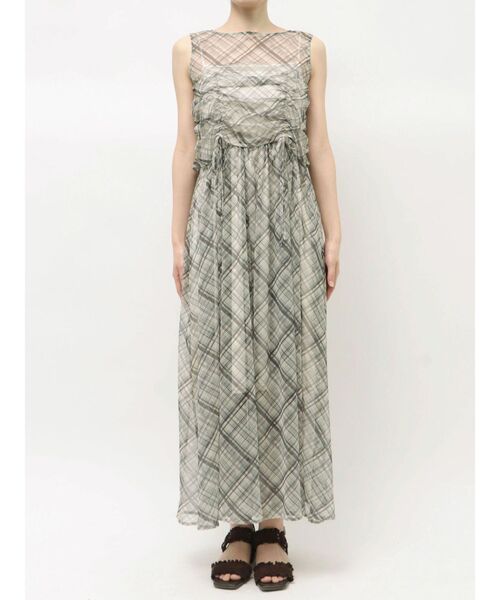 Now me. by NYLON JAPAN（ナウミーバイナイロンジャパン）の「チュールチェックレイヤードワンピース（ワンピース・レディース・グレー/ブルー/イエロー・FREE）」の17枚目の写真