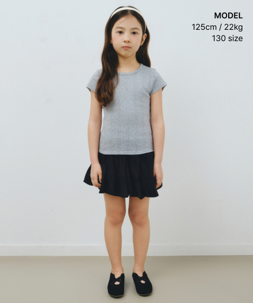 MUSINSA STANDARD KIDS（ムシンサスタンダードキッズ）の「ポインテル クルーネックTシャツ [メランジグレー]（Tシャツ/カットソー・レディース・その他・110/120/130/140/150/160）」の2枚目の写真