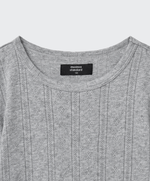 MUSINSA STANDARD KIDS（ムシンサスタンダードキッズ）の「ポインテル クルーネックTシャツ [メランジグレー]（Tシャツ/カットソー・レディース・その他・110/120/130/140/150/160）」の5枚目の写真