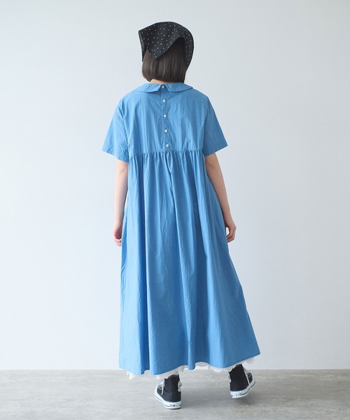 bulle de savon（ビュルデサボン）の「80/タイプライターナチュラルトリプルワッシャー 丸衿半袖ワンピース（ワンピース・レディース・ブルー/その他/ホワイト/レッド・FREE）」の14枚目の写真