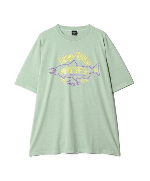MANASTASH（マナスタッシュ）の「MANASTASH/マナスタッシュ/PUMICE TEE NEON SIGN（Tシャツ/カットソー・メンズ・ホワイト/ライトグリーン/ブラック・XL/M/S/L）」の3枚目の写真