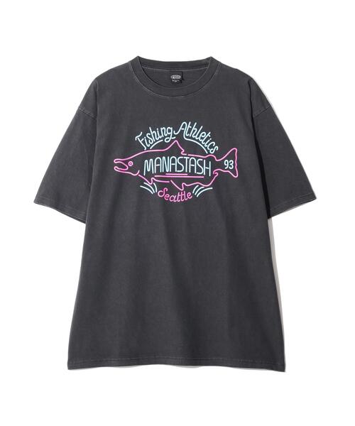 MANASTASH（マナスタッシュ）の「MANASTASH/マナスタッシュ/PUMICE TEE NEON SIGN（Tシャツ/カットソー・メンズ・ホワイト/ライトグリーン/ブラック・XL/M/S/L）」の2枚目の写真