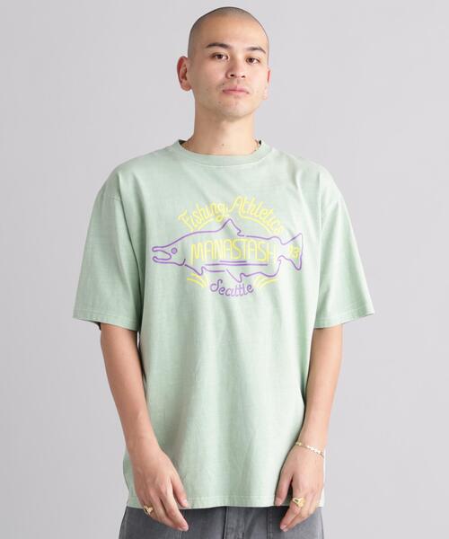 MANASTASH（マナスタッシュ）の「MANASTASH/マナスタッシュ/PUMICE TEE NEON SIGN（Tシャツ/カットソー・メンズ・ホワイト/ライトグリーン/ブラック・XL/M/S/L）」の8枚目の写真