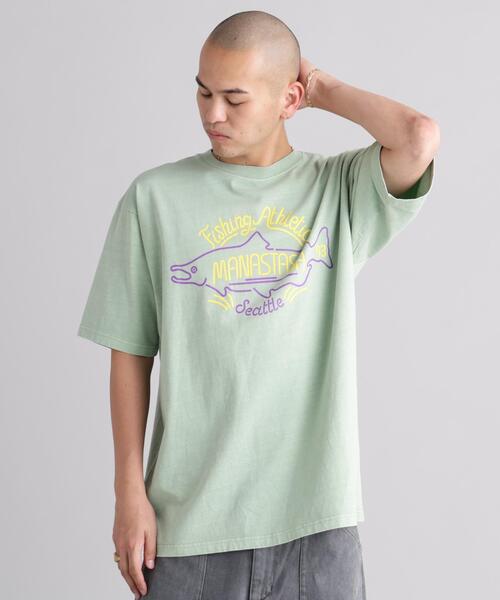 MANASTASH（マナスタッシュ）の「MANASTASH/マナスタッシュ/PUMICE TEE NEON SIGN（Tシャツ/カットソー・メンズ・ホワイト/ライトグリーン/ブラック・XL/M/S/L）」の9枚目の写真