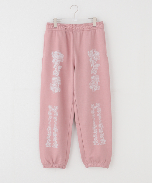 WEBHOUSE(ウェブハウス)の「【Geek Office / ギークオフィス】WEBHOUSE / Lace Bone Sweatpants(スウェットパンツ・レディース・グレー/ピンク・FREE)」の2枚目の写真