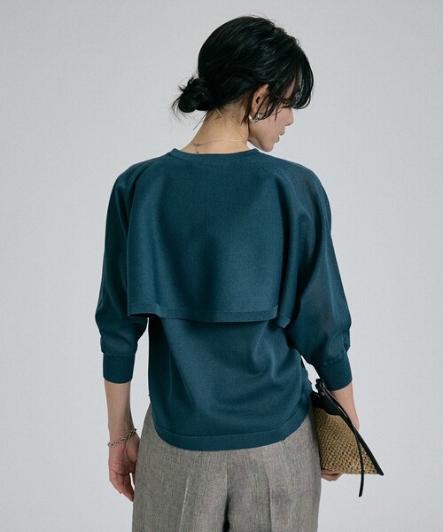 qualite（カリテ）の「【ケープ×タンクの2WAY仕様】シアーケープニット（ニット/セーター・レディース・オフホワイト/チャコールグレー/グリーン・フリー）」の9枚目の写真