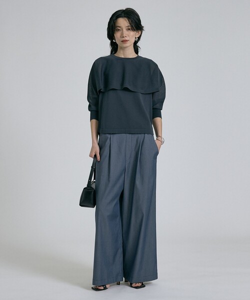 qualite（カリテ）の「【ケープ×タンクの2WAY仕様】シアーケープニット（ニット/セーター・レディース・オフホワイト/チャコールグレー/グリーン・フリー）」の10枚目の写真