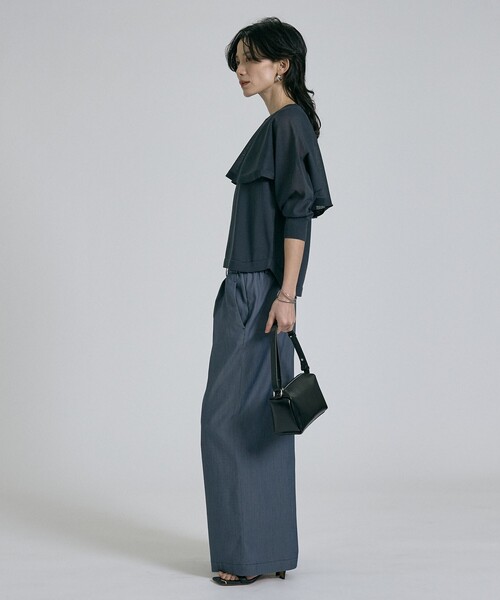 qualite（カリテ）の「【ケープ×タンクの2WAY仕様】シアーケープニット（ニット/セーター・レディース・オフホワイト/チャコールグレー/グリーン・フリー）」の11枚目の写真