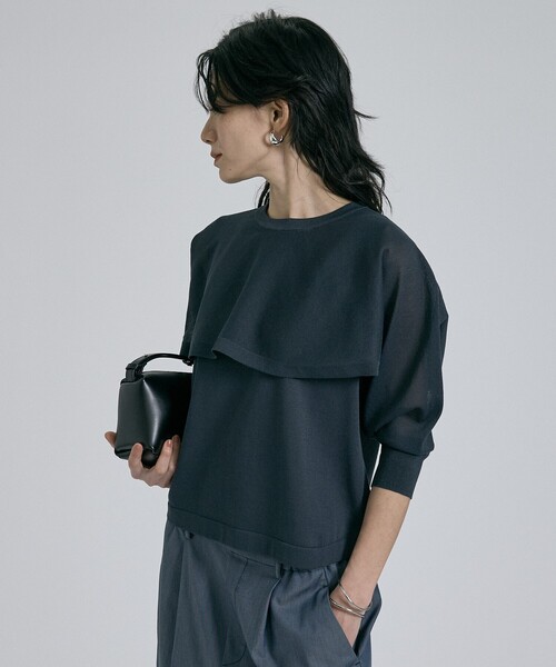 qualite（カリテ）の「【ケープ×タンクの2WAY仕様】シアーケープニット（ニット/セーター・レディース・オフホワイト/チャコールグレー/グリーン・フリー）」の14枚目の写真