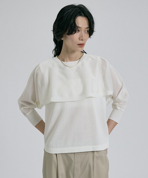 qualite（カリテ）の「【ケープ×タンクの2WAY仕様】シアーケープニット（ニット/セーター・レディース・オフホワイト/チャコールグレー/グリーン・フリー）」の18枚目の写真