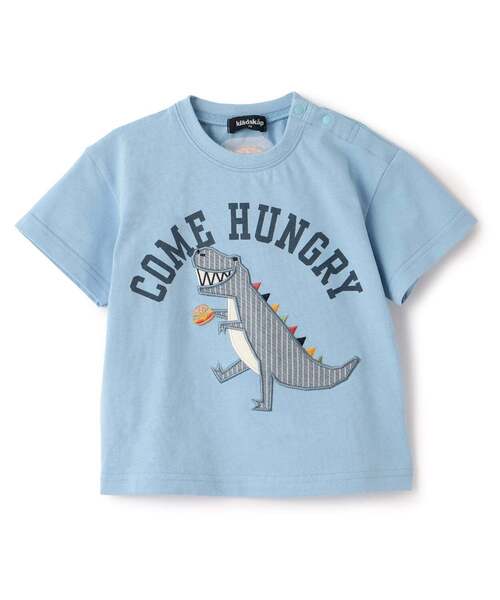 kladskap（クレードスコープ）の「【人気商品再入荷】【直営店で取り扱い無し】恐竜アップリケ半袖Tシャツ（Tシャツ/カットソー・キッズ・ブルー系その他2/オフホワイト・130cm/120cm/110cm/100cm）」の2枚目の写真