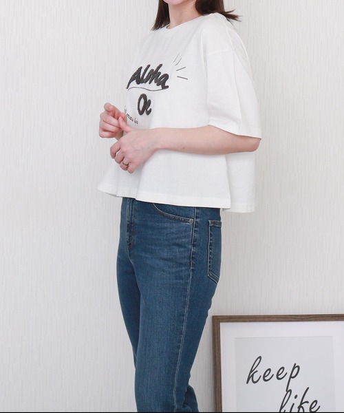 libelle more(リベル モア)の「USAコットンショート丈立体刺繍Tシャツ【接触冷感】(Tシャツ/カットソー・レディース・チャコールグレー/ブラック/オフホワイト/ライトカーキ・M/L)」の21枚目の写真