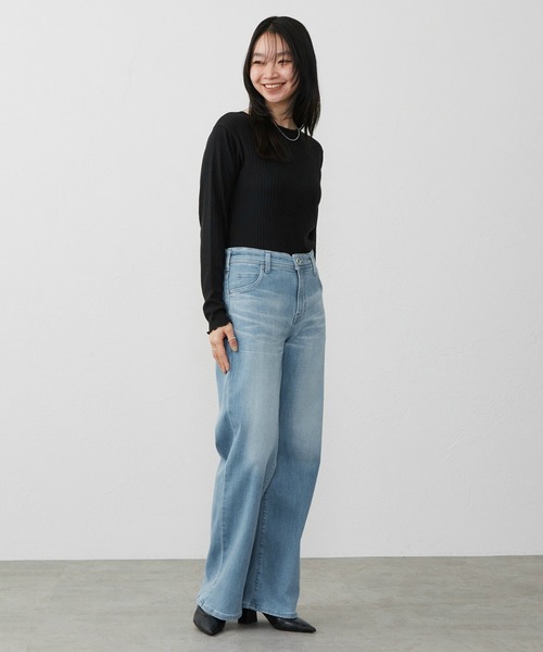 EDWIN(エドウィン)の「EDWIN LADIES ジャージーズ プレミアム ワイド デニムパンツ ジーンズ ストレッチ シルク混(デニムパンツ・レディース・ブルー/ライトインディゴブルー/インディゴブルー・LARGE/MEDIUM/SMALL/X-SMALL)」の4枚目の写真