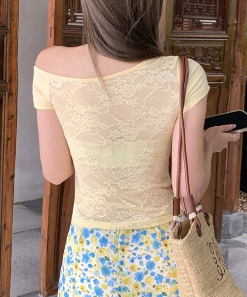 SallyLunn(サリーラン)の「【アシメデザイン】レースワンショルダートップス(Tシャツ/カットソー・レディース・イエロー・LARGE/MEDIUM)」の6枚目の写真