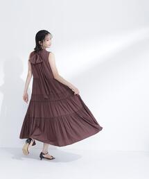 NATURAL BEAUTY BASIC | バックリボンティアードワンピース(ワンピース)