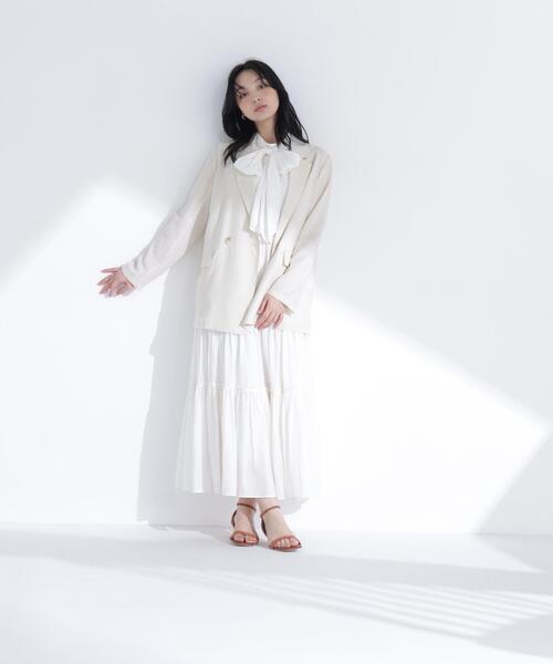 NATURAL BEAUTY BASIC（ナチュラルビューティーベーシック）の「バックリボンティアードワンピース（ワンピース・レディース・ダークブラウン/ブルー/オフホワイト・P/S/MEDIUM）」の12枚目の写真