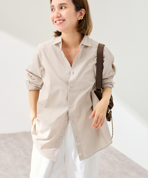 FRAMeWORK(フレームワーク)の「BASERANGE/ベースレンジ CLAUDE SHIRT(ベージュ)(シャツ/ブラウス・レディース・ベージュ・FREE)」の5枚目の写真