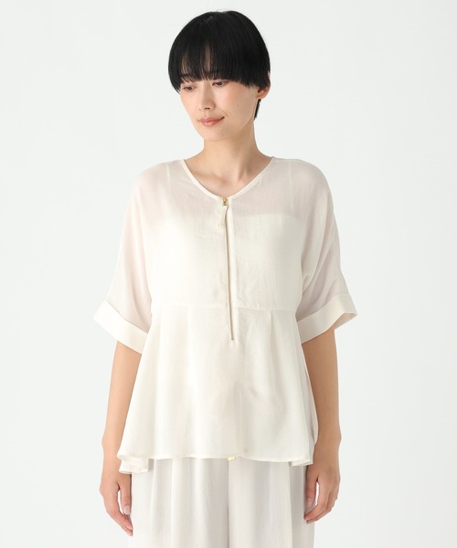Elura(エルーラ)の「≪イージーケア・速乾≫サラサラサマーペプラムプルオーバー/678156(シャツ/ブラウス・レディース・ライトカーキ/ブラック/オフホワイト・SMALL/MEDIUM)」の15枚目の写真