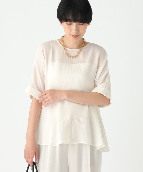 Elura(エルーラ)の「≪イージーケア・速乾≫サラサラサマーペプラムプルオーバー/678156(シャツ/ブラウス・レディース・ライトカーキ/ブラック/オフホワイト・SMALL/MEDIUM)」の4枚目の写真