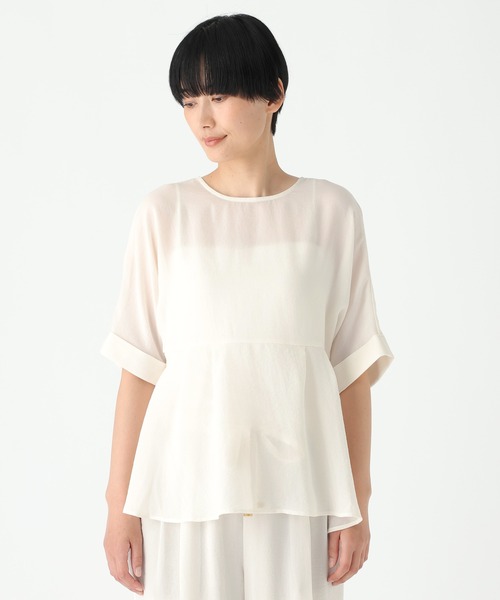 Elura(エルーラ)の「≪イージーケア・速乾≫サラサラサマーペプラムプルオーバー/678156(シャツ/ブラウス・レディース・ライトカーキ/ブラック/オフホワイト・SMALL/MEDIUM)」の14枚目の写真