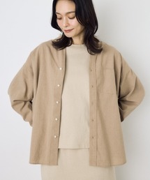 AZUL by moussy（アズールバイマウジー）の「【セットアップ対応】【接触冷感】ひんやり♪フレンチリネンCOOLMAXアーバンリラックスシャツ　春服　夏服　秋服　羽織　冷房対策【身長別着用画像あり】（シャツ/ブラウス・レディース）」