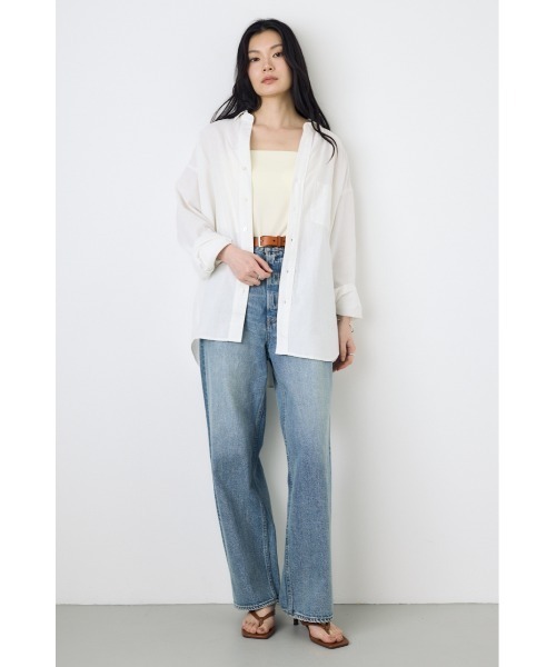 AZUL by moussy(アズールバイマウジー)の「フレンチリネンCOOLMAXアーバンリラックスシャツ(シャツ/ブラウス・レディース・イエロー/ベージュ/ストライプ/ブラック/オフホワイト・SMALL/MEDIUM)」の11枚目の写真